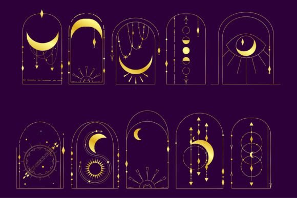 Download Bohemian Arch Gold Set Esoteric Design - Premium Resources