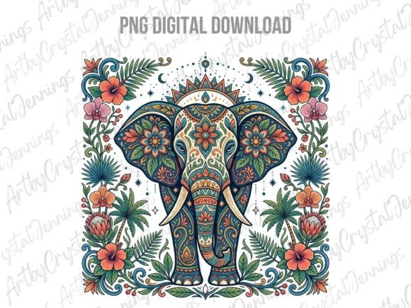 Download Bohemian Floral Elephant Animal PNG - Premium Bundle